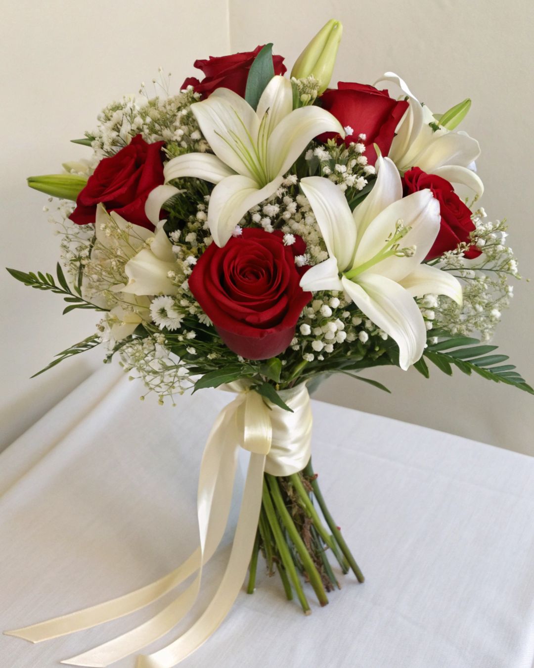 Fresh rose and lily flower bouquet